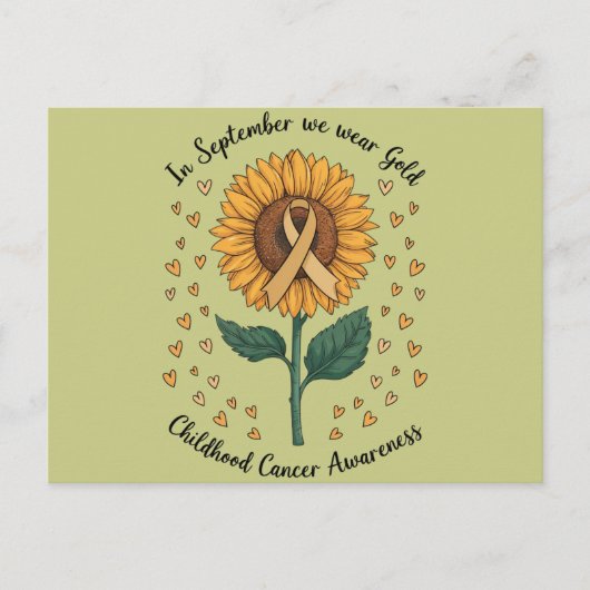 In september Draag we Gold Childhood Cancer Aware Briefkaart (Voorkant)