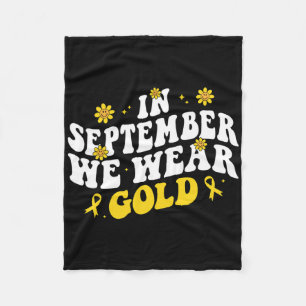 In september Draag we Gold Groovy Childhood Cancer Fleece Deken