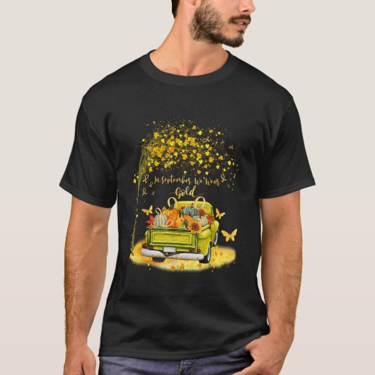 In september Draag we Gold Pumpkin Truck Chilhood T-shirt (Voorkant)