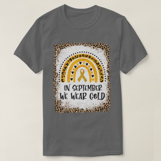 In september Draag we Gold Rainbow Childhood Cance T-shirt (Design voorkant)