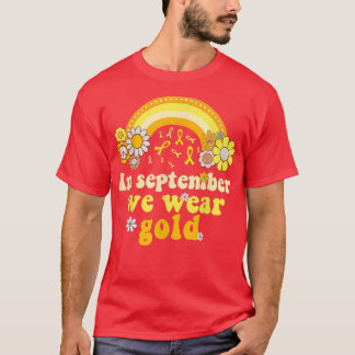 In september Draag we Gold Retro Childhood Cancer  T-shirt
