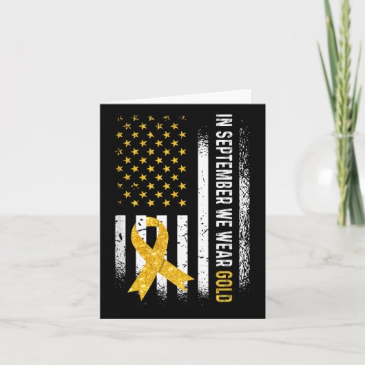 In september Draag we Gold Ribbon Flag Childhood C Kaart (Voorkant)