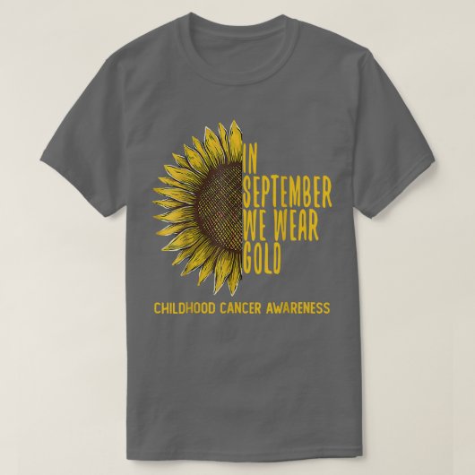 In september Draag we Gold Shirt kinderkanker A (Design voorkant)