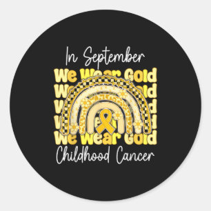 In september Draag we gouden kinderkankerregenboog Ronde Sticker