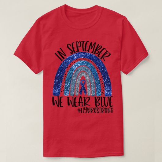 In september draag we het bewustzijn van blauwe hy t-shirt (Design voorkant)