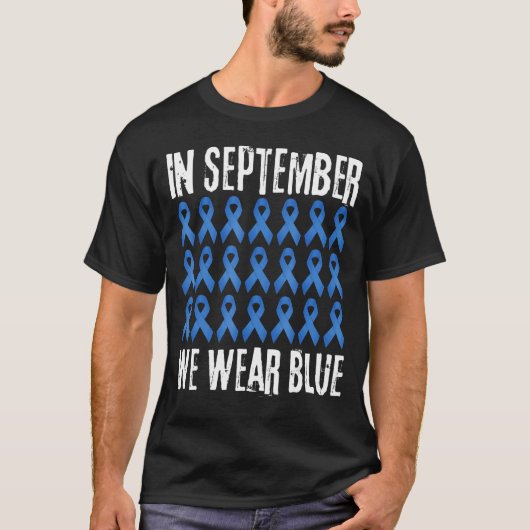 In september Draag we het bewustzijn van blauwe hy T-shirt (Voorkant)