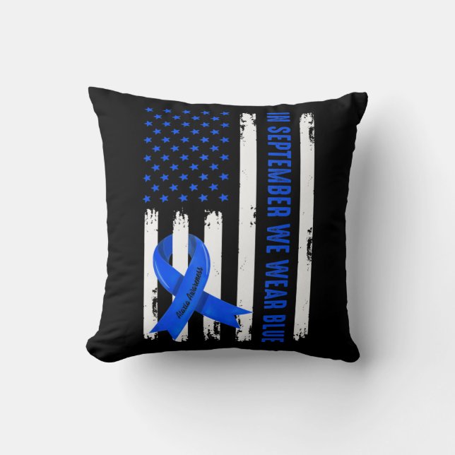 In september Draag we het bewustzijn van de blauwe Kussen (Voorkant)