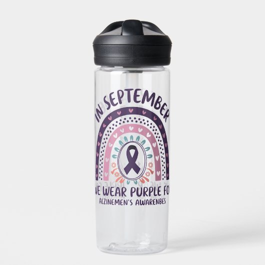 In september Draag we het bewustzijn van Paarse Al Waterfles (Voorkant)