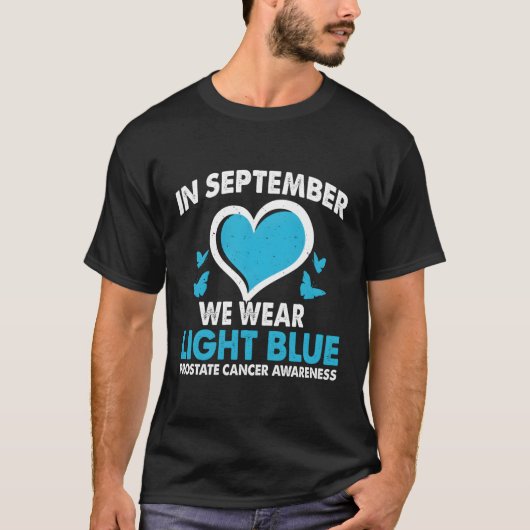 In september Draag we lichtblauwe prostaatkanker A T-shirt (Voorkant)