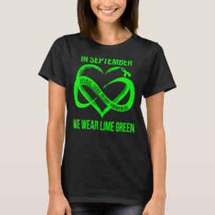 In september Draag we Lime Green Spinal Cord Letse T-shirt