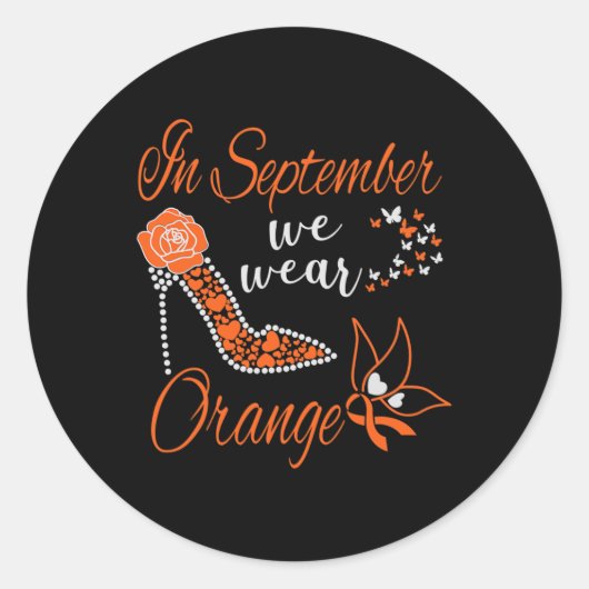 In september Draag we Oranje leukemiebewustmakings Ronde Sticker (Voorkant)