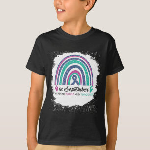 In september Draag we Paarse en Blauwgroen bleekmi T-shirt