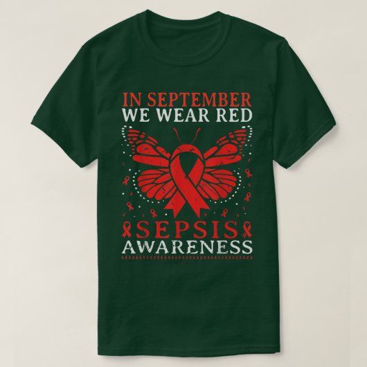 In september Draag we Red Sepsis Ri T-shirt (Design voorkant)