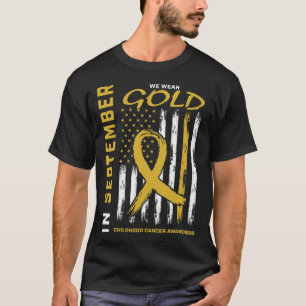 In September dragen we goud Kinderkanker Bewustzij T-shirt