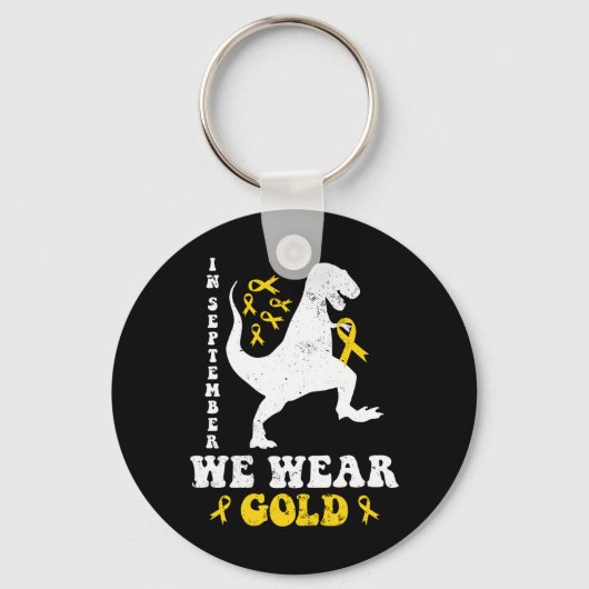In september dragen we goud Trex kinderkanker Sleutelhanger (Voorkant)