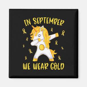 In september dragen we gouden eenhoorn kinderkanke magneet