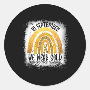 In september Gouden Lint Regenboog Kinderkanker Ronde Sticker