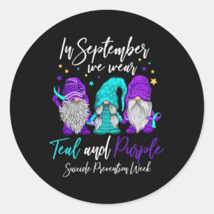 In september hebben we Blauwgroen en Paarse zelfmo Ronde Sticker