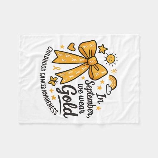 In september hebben we Gold Childhood Cancer Aware Fleece Deken (Voorkant (Horizontaal))