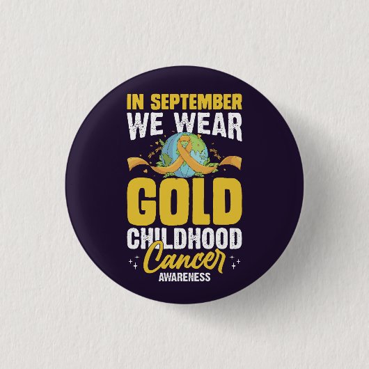 In september hebben we Gold Childhood Cancer Aware Ronde Button 3,2 Cm (Voorkant)