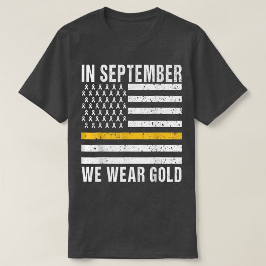 In september hebben we Gold Childhood Cancer Aware T-shirt (Design voorkant)