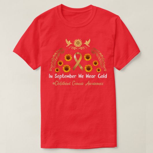 In september hebben we Gold Childhood Cancer Aware T-shirt (Design voorkant)
