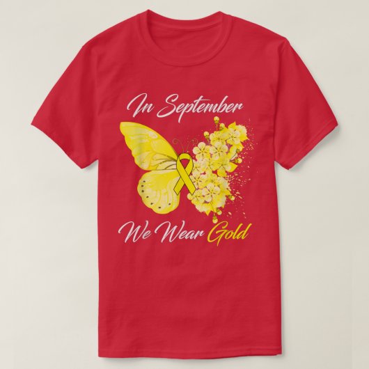 In september hebben we Gold Childhood Cancer Aware T-shirt (Design voorkant)