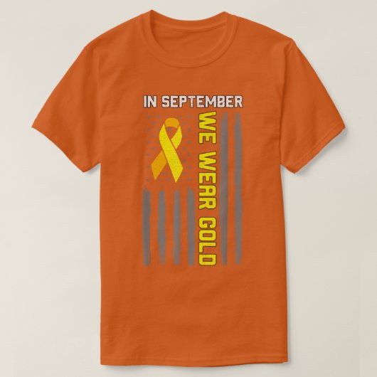 In september hebben we Gold Childhood Cancer Aware T-shirt (Design voorkant)