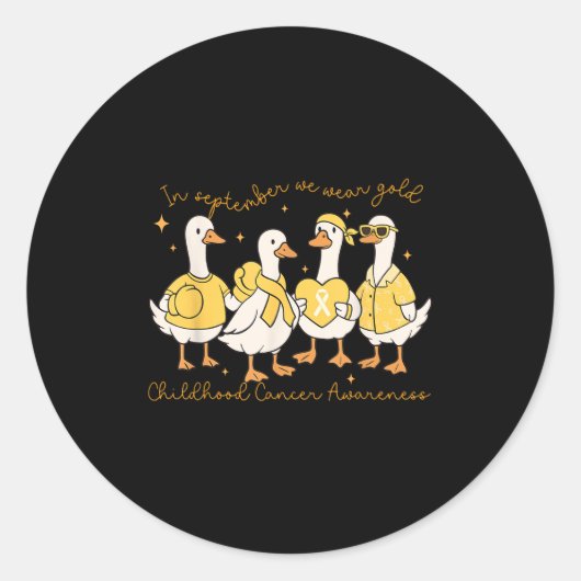 In September We Wear Gold Childhood Cancer Awarene Ronde Sticker (Voorkant)