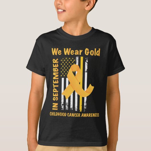 In September We Wear Gold Childhood Cancer Awarene T-shirt (Voorkant)