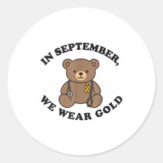 In September We Wear Gold Pediatric Nurse Childhoo Ronde Sticker (Voorkant)