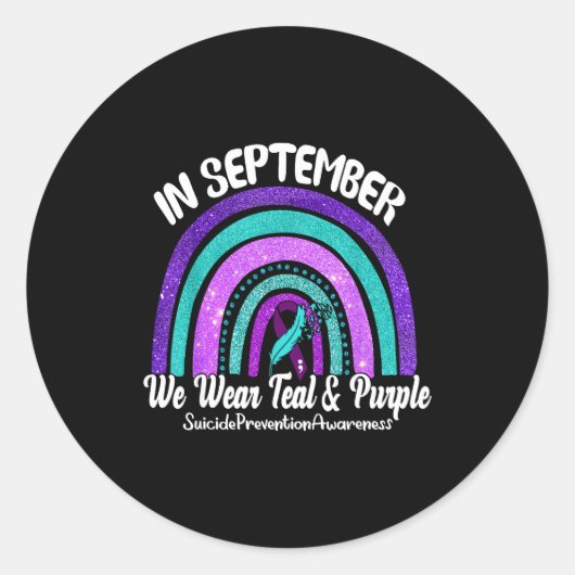 In September We Wear Teal & Purple Rainbow Sui Ronde Sticker (Voorkant)