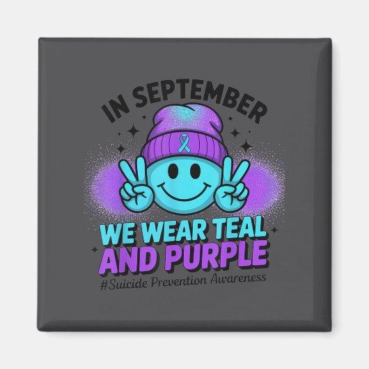 In September We Wear Teal And Purple Suicide Preve Magneet (Voorkant)