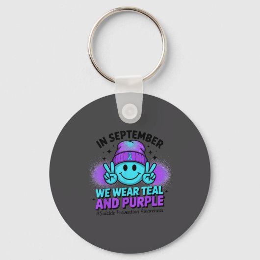In September We Wear Teal And Purple Suicide Preve Sleutelhanger (Voorkant)