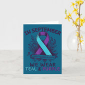 In September We Wear Teal Purple Ribbon Suicide Pr Kaart (Gele Bloem)