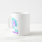 In September We Wear Teal Purple Ribbon Suicide Pr Koffiemok (Voorkant links)