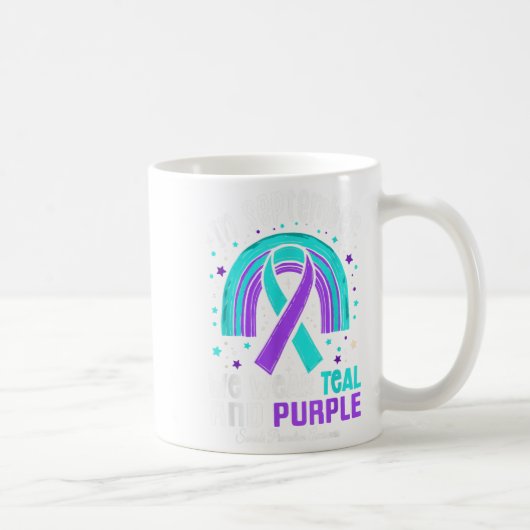 In September We Wear Teal Purple Ribbon Suicide Pr Koffiemok (Rechts)