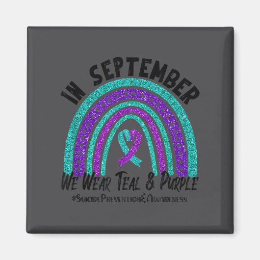 In September We Wear Teal Purple Ribbon Suicide Pr Magneet (Voorkant)