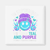 In September We Wear Teal Purple Ribbon Suicide Pr Magneet (Voorkant)