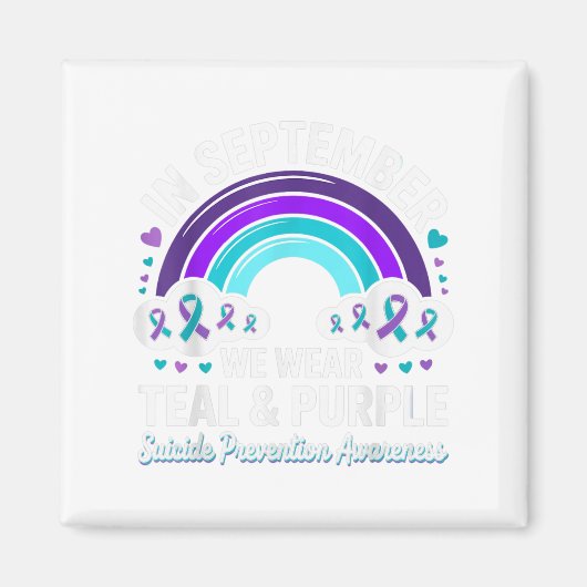 In September We Wear Teal Purple Ribbon Suicide Pr Magneet (Voorkant)