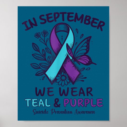 In September We Wear Teal Purple Ribbon Suicide Pr Poster (Voorkant)