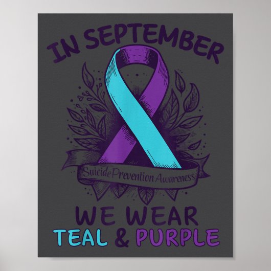 In September We Wear Teal Purple Ribbon Suicide Pr Poster (Voorkant)