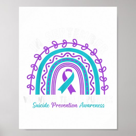 In September We Wear Teal Purple Ribbon Suicide Pr Poster (Voorkant)