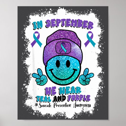In September We Wear Teal Purple Ribbon Suicide Pr Poster (Voorkant)