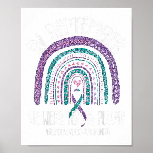 In September We Wear Teal Purple Ribbon Suicide Pr Poster (Voorkant)