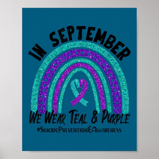 In September We Wear Teal Purple Ribbon Suicide Pr Poster (Voorkant)