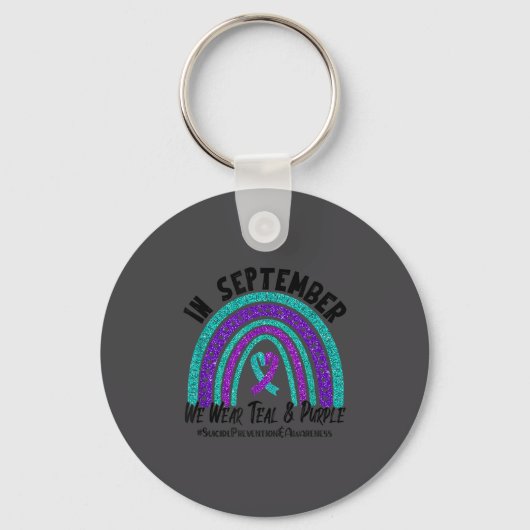 In September We Wear Teal Purple Ribbon Suicide Pr Sleutelhanger (Voorkant)