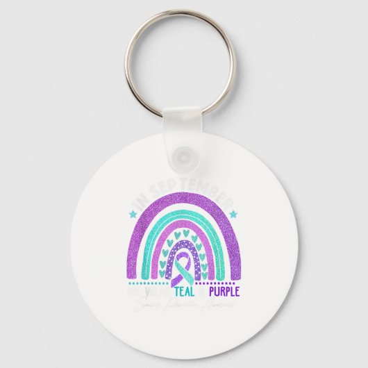 In September We Wear Teal Purple Ribbon Suicide Pr Sleutelhanger (Voorkant)