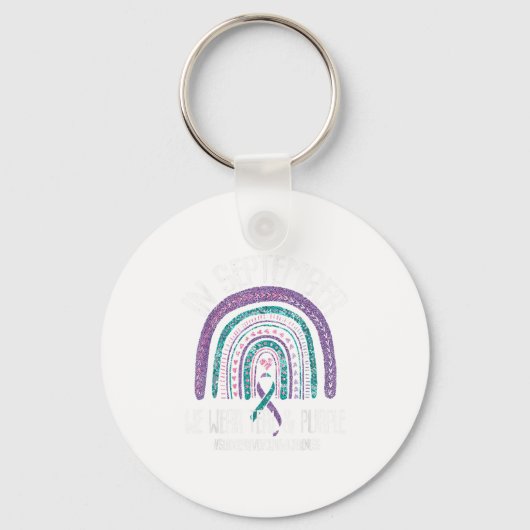 In September We Wear Teal Purple Ribbon Suicide Pr Sleutelhanger (Voorkant)