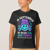 In September We Wear Teal Purple Ribbon Suicide Pr T-shirt (Voorkant)